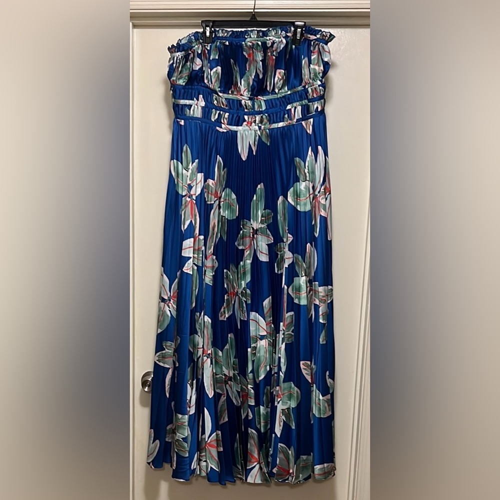 Hutch Sabine Floral Blue Pleated Dress - size 18